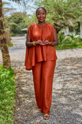Kakiba Kora Rust Brown Palazzo Pants and Kora Cape Top