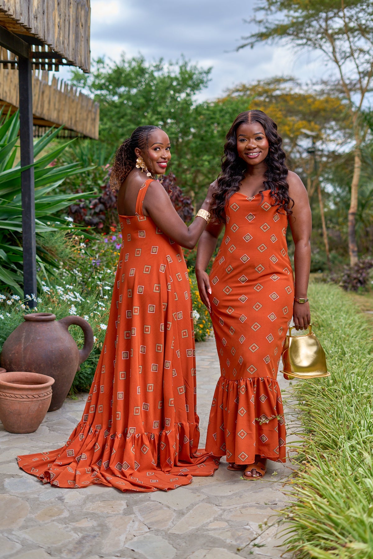 Wanjiku Dress Fitted Maxi Dress - Orange