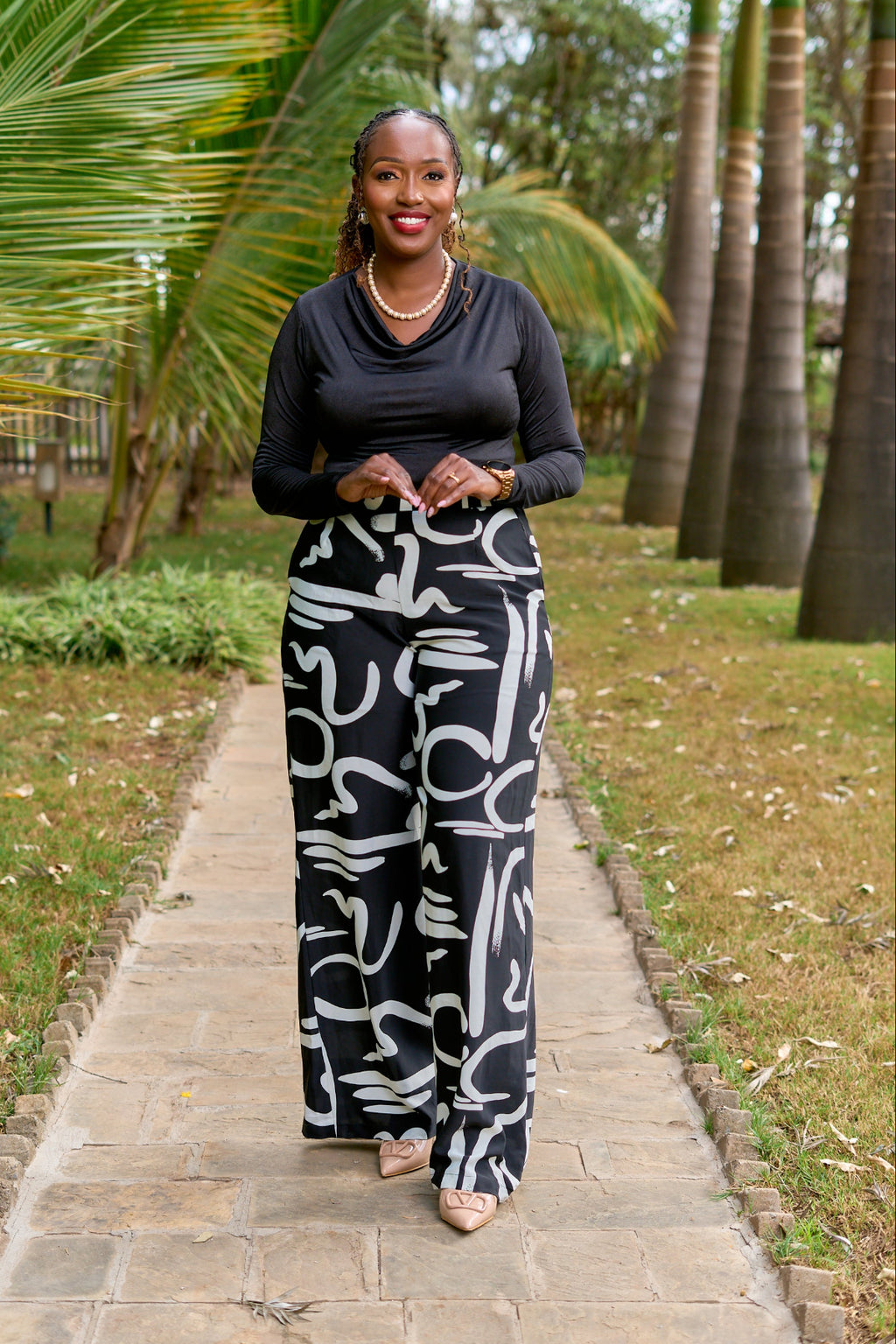 Kakiba Malia Black Palazzo Pants and Milano Black Top