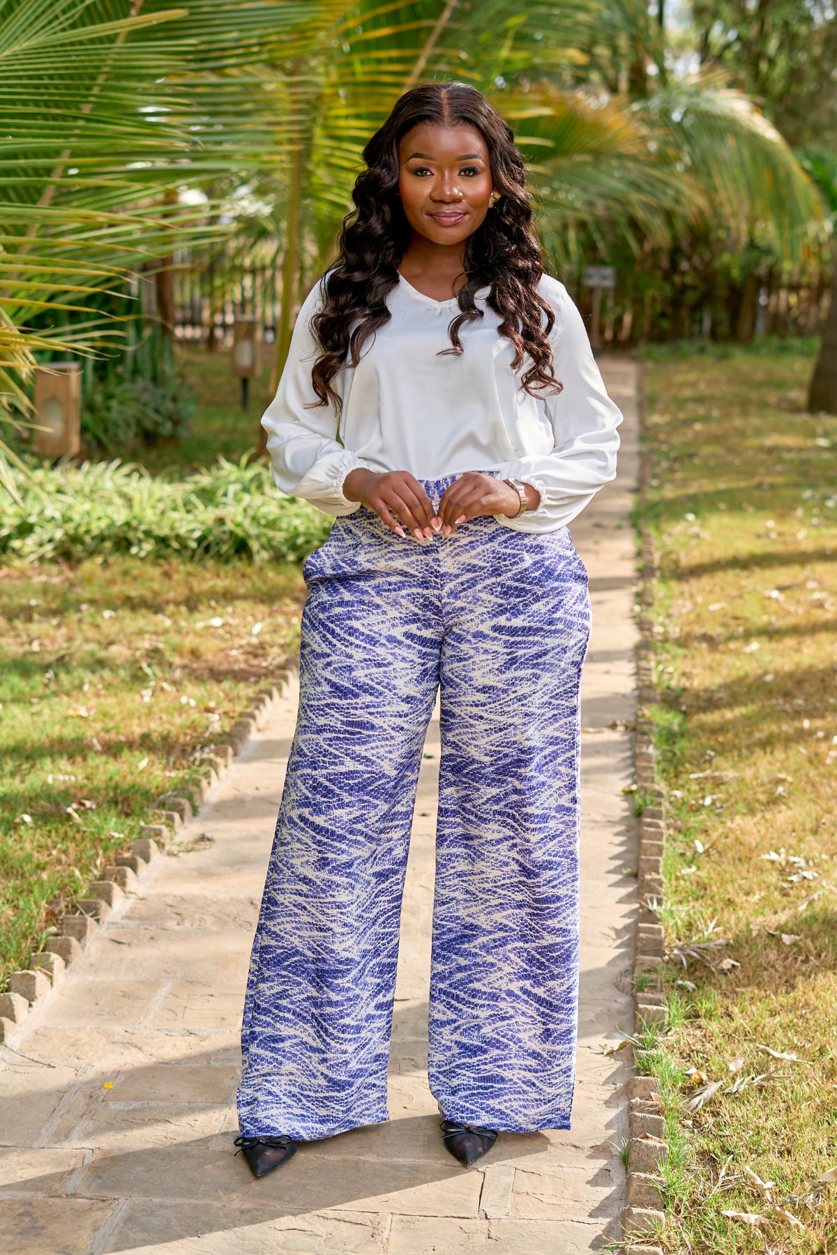 Kakiba Seline Palazzo Pants and Elaine White Top