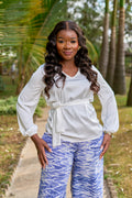 Kakiba Celine White V-Neck Top