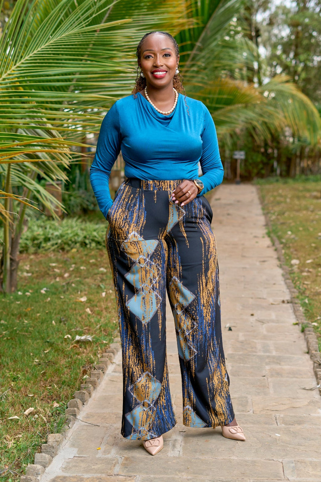 Kakiba Milano Black Palazzo Pants and Milano Teal Top