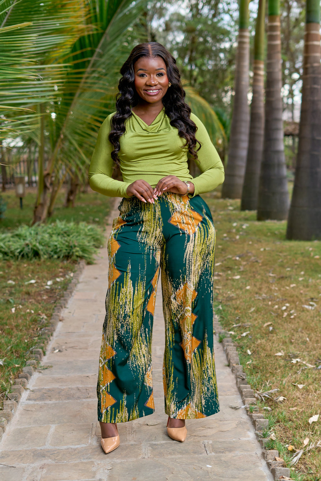 Kakiba Milano Green Palazzo Pants and Milano Olive Green Top