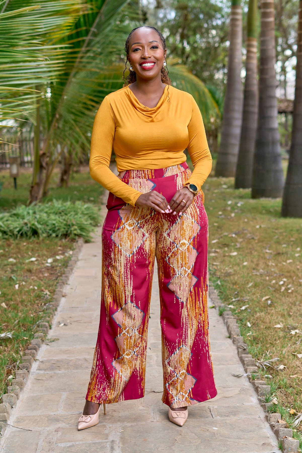 Kakiba Milano Maroon Palazzo Pants and Milano Mustard Top