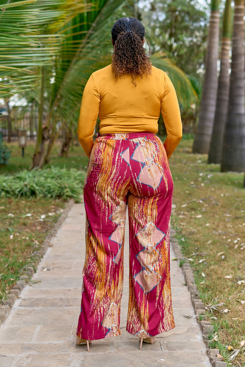 Kakiba Milano Maroon Palazzo Pants and Milano Mustard Top
