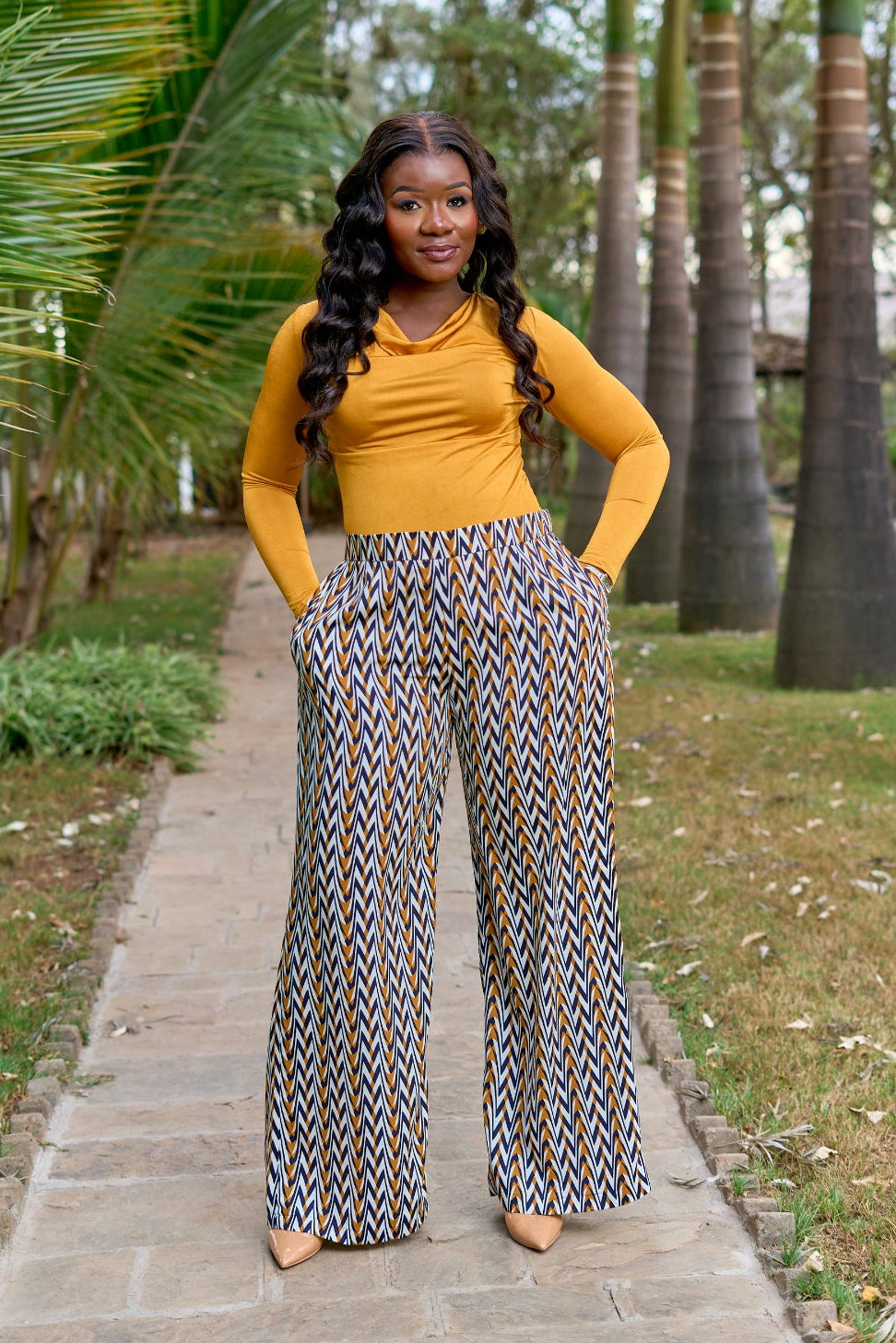 Kakiba Zaya Palazzo Pants and Milano Mustard Top