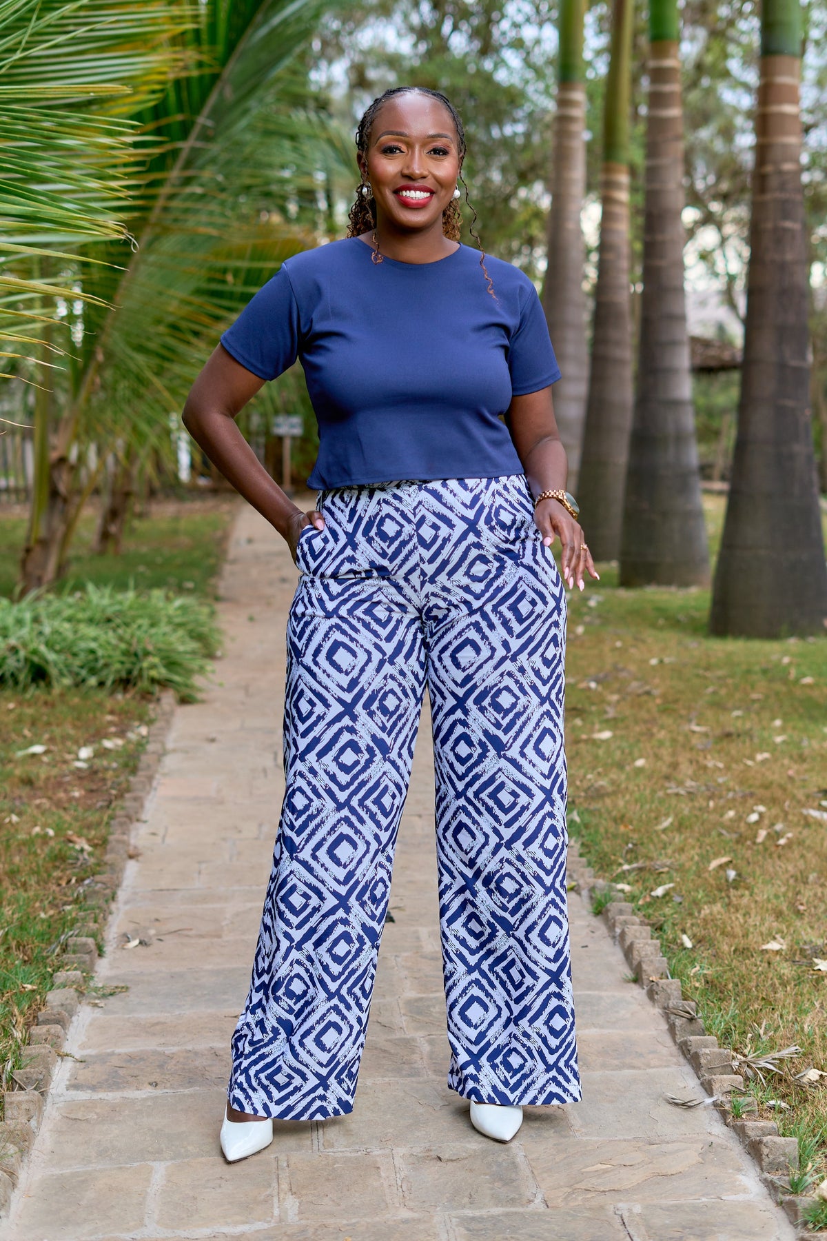 Kakiba Saphire Palazzo Pants and Noel Navy Top
