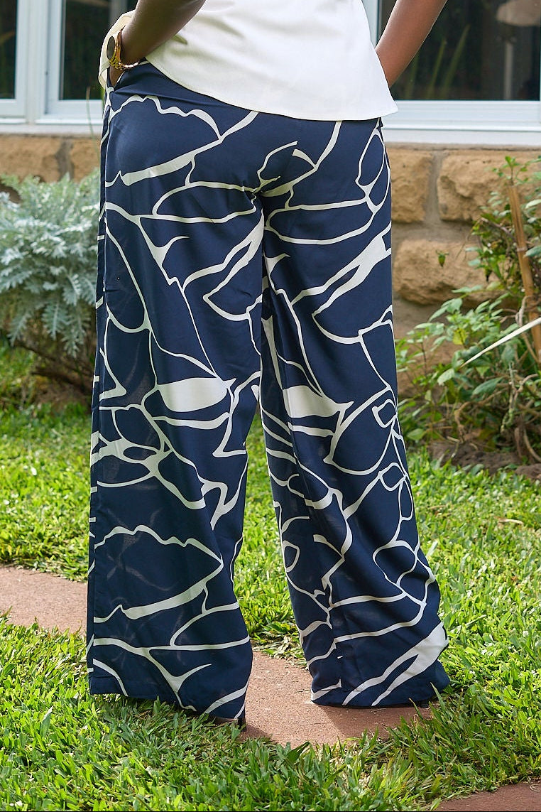 Kakiba Botanica Navy Blue Palazzo Pants