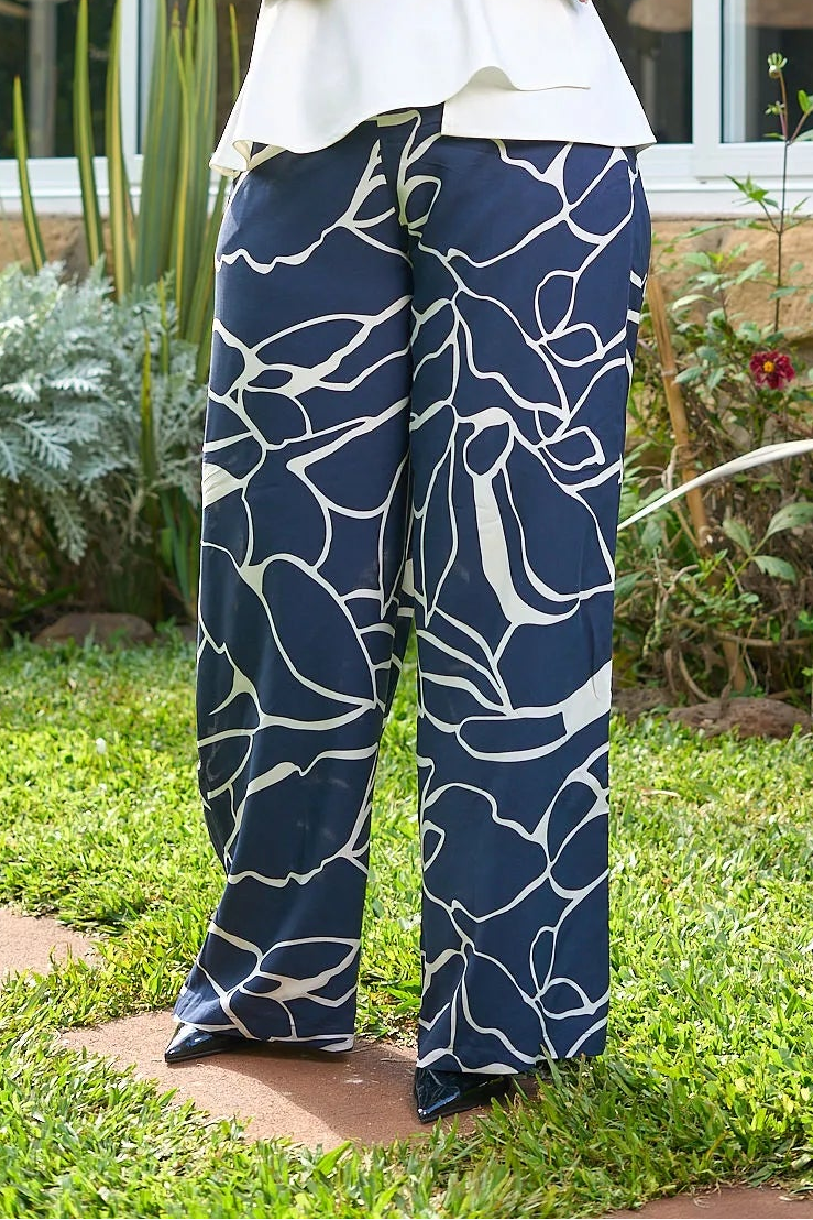 Kakiba Botanica Navy Blue Palazzo Pants