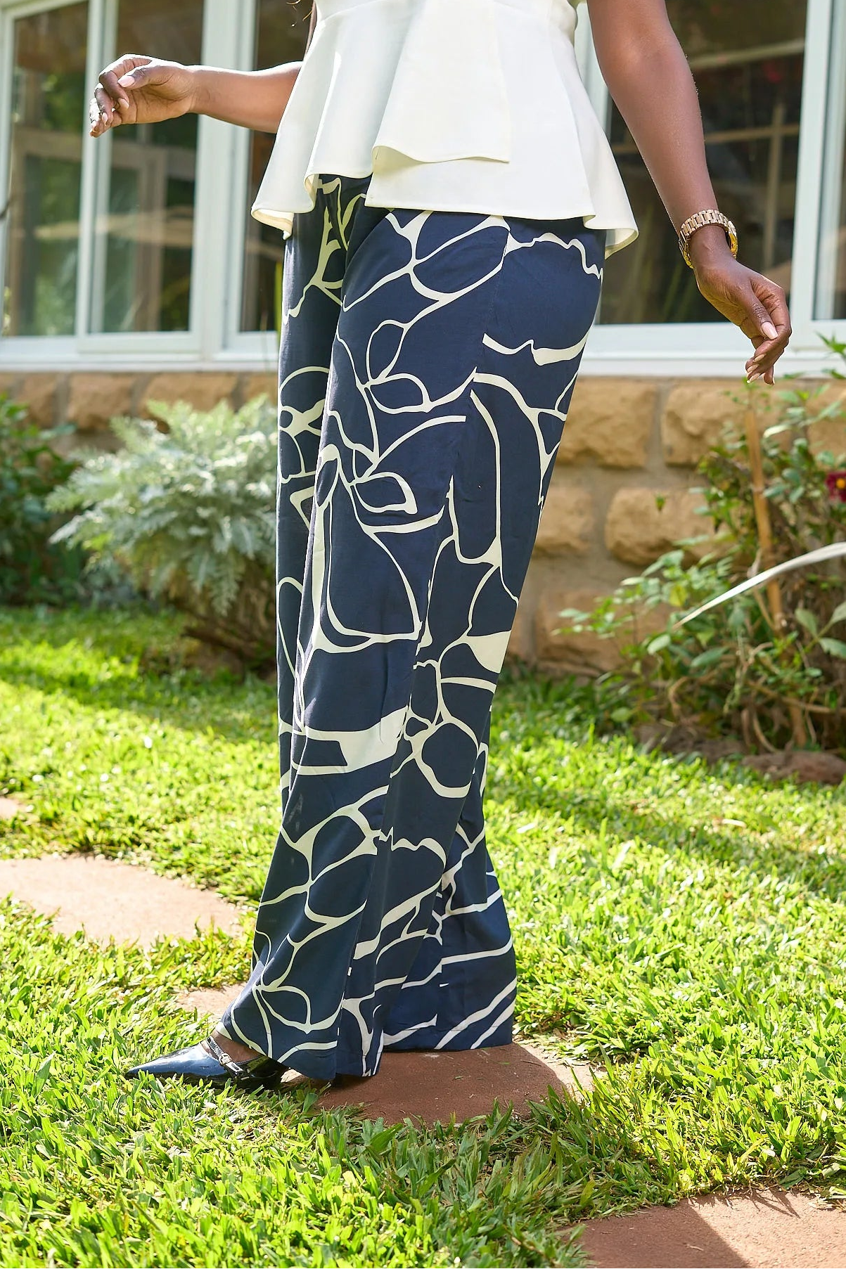 Kakiba Botanica Navy Blue Palazzo Pants