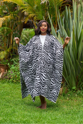 Reversible Terry Poncho - Long Black & White