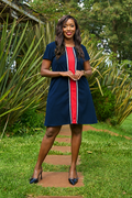 Kakiba Syliva Shift Dress - Navy