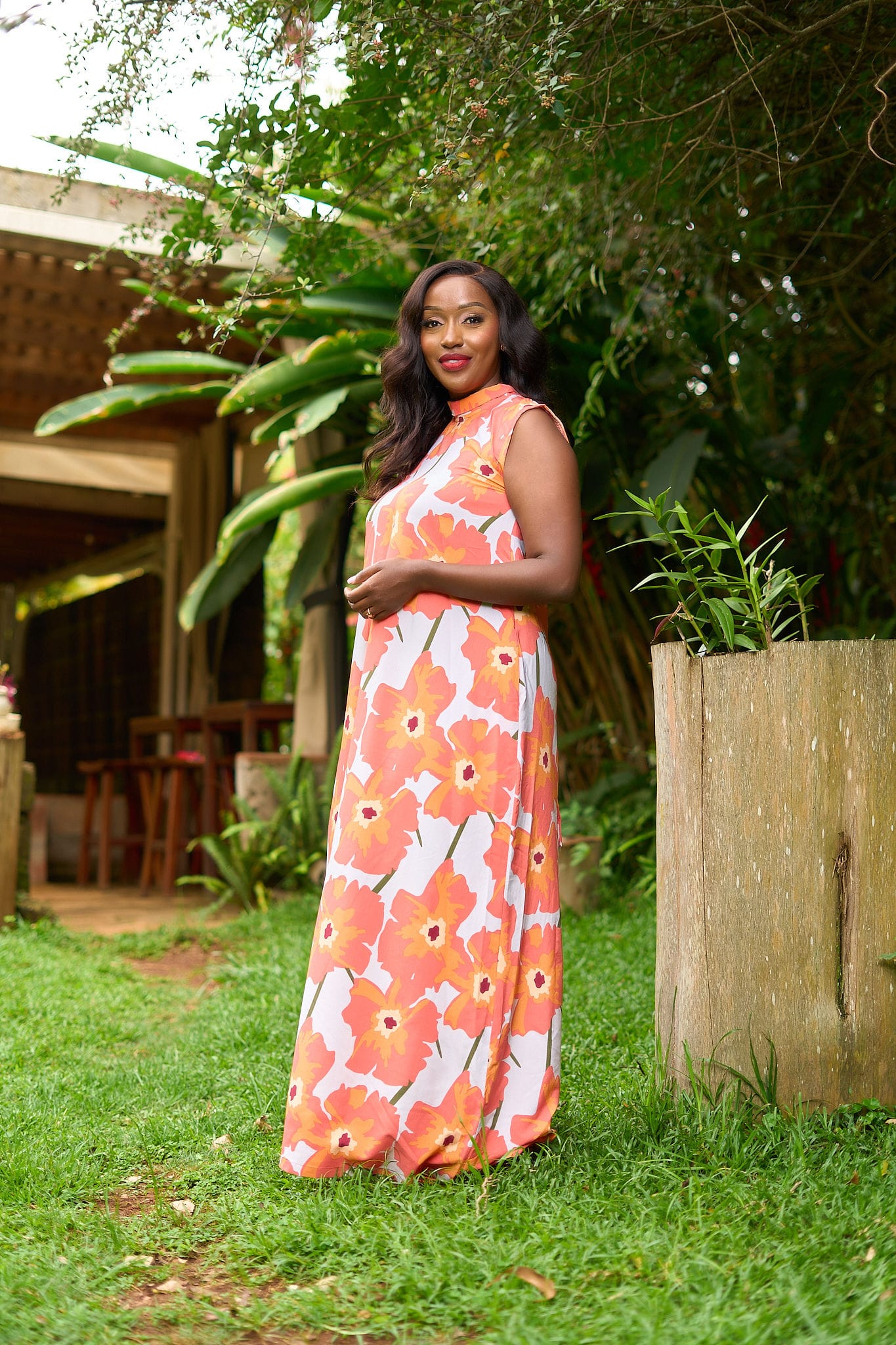 Kakiba Collections Maxi Dress Njeri Orange and White - Image 5