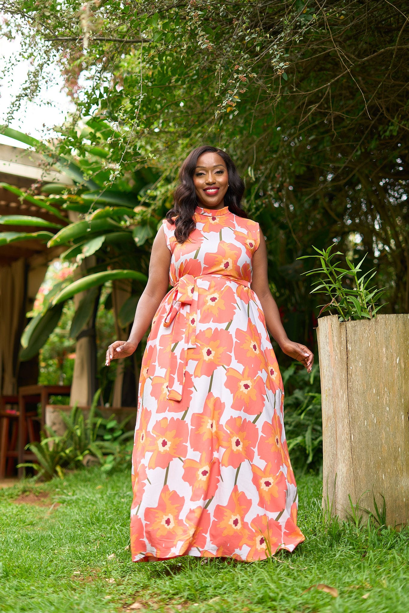 Kakiba Collections Maxi Dress Njeri Orange and White - Image 2