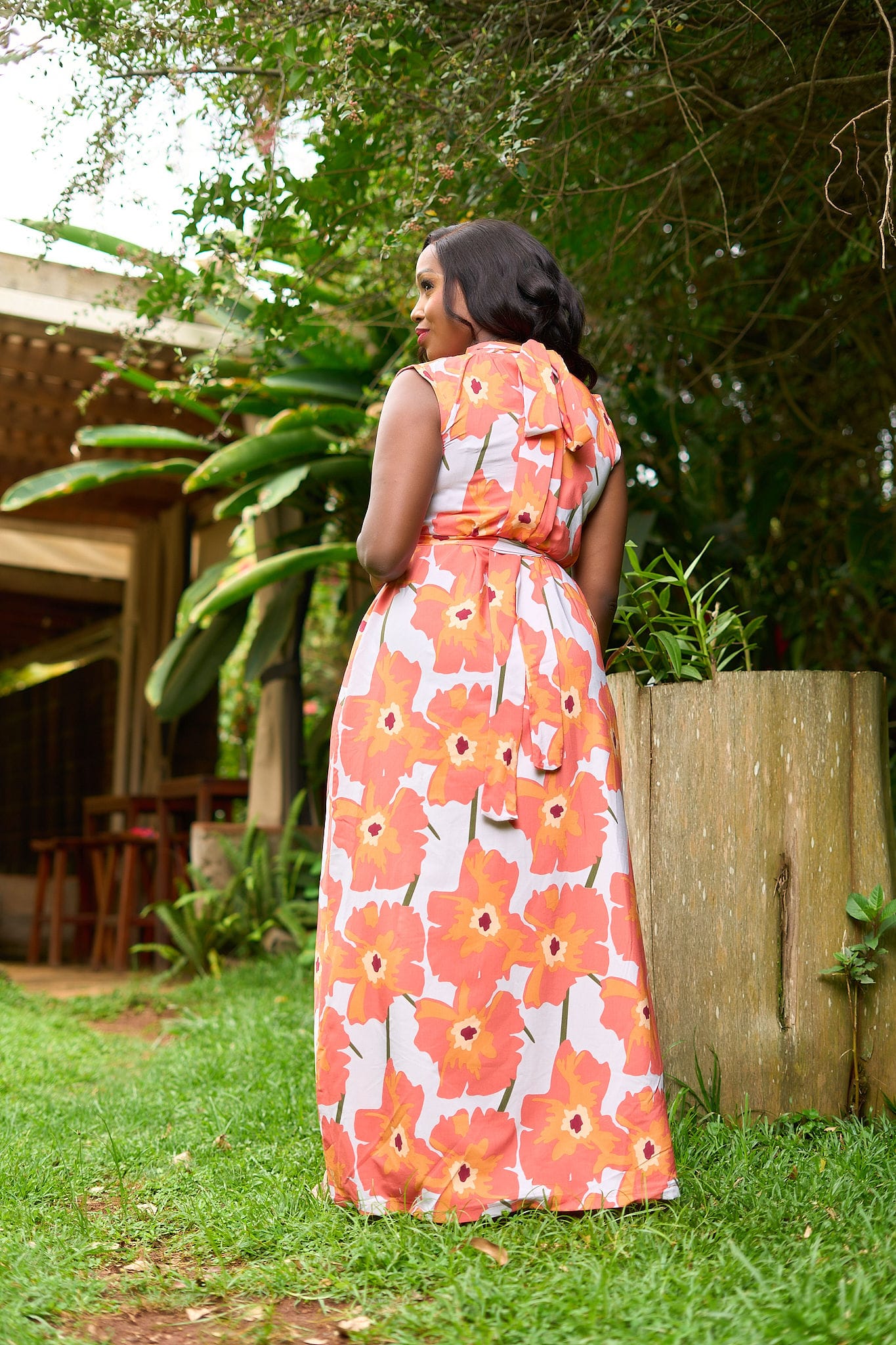 Kakiba Collections Maxi Dress Njeri Orange and White - Image 4